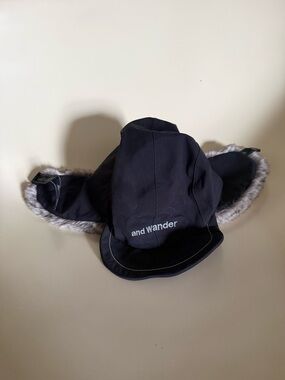 Wander Faux Fur Trimmed Black Trapper Hat